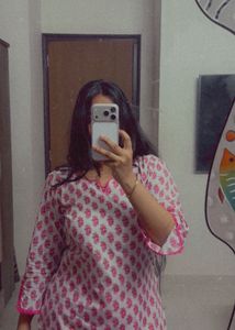 Pretty Pink Floral Print Kurta