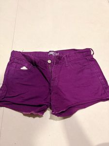 Purple Denim Shorts