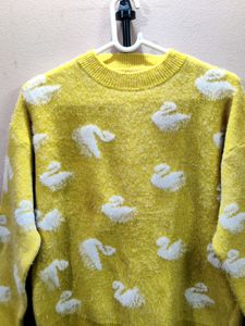 imported women's yellow crewneck sweater