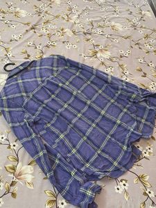 Purple Plaid Button-Up oversized baggy Shirt