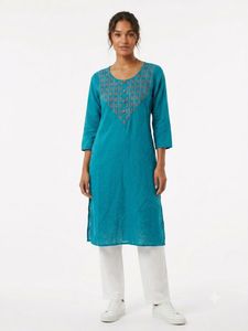 Beautiful Teal Embroidered Kurta