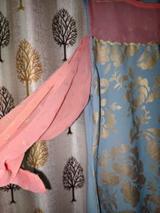 Stylish Blue Kurta with Pink Sleeves
