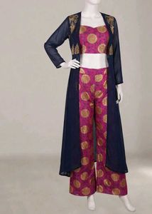 Stylish Pink &amp; Navy Ethnic Outfit