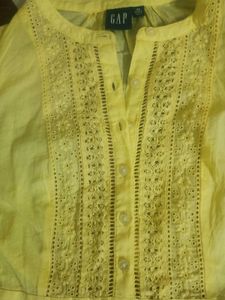 Chic Lace Trimmed Yellow Dress