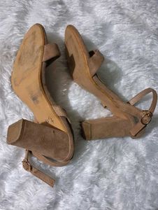 Tan Suede Strappy Heeled Sandals