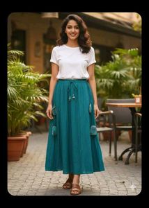 new Teal Ethnic Skirt with Detail