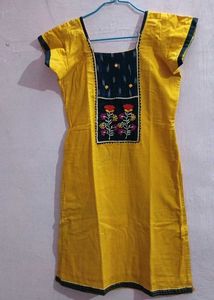 Vibrant Yellow Embroidered Kurta (with margin)