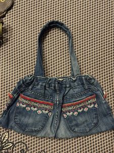 Boho Denim Tote Bag