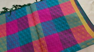 Colorful Checked Weave Saree