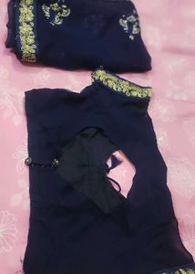 Embroidered Blue Saree