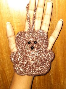 Crochet Small Teddy Bear Pouch [Brown - White]