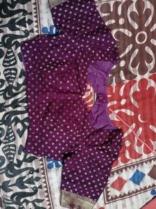 Orange n Purple georgette saree- blouse