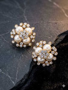 Elegant Pearl and Crystal Stud Earrings
