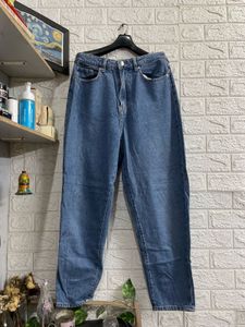 Blue Denim Wide-Leg Jeans