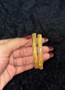 Gold Plated Designer Bangles (Set of 2)