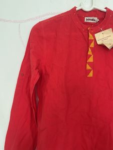 Red Cotton Kurta