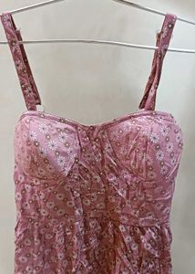 Pink Floral Padded Cami Dress/Top with Adjustable