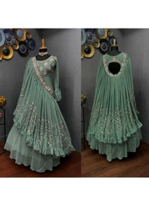 Elegant Sea Green Ethnic Gown