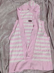 Aesthetic Korean Style Striped Sleeveless Hoodie