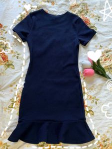 Navy Blue Textured Mini Dress