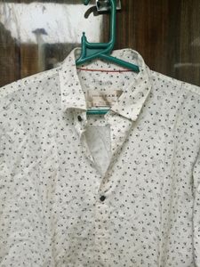 White Printed Full Sleeve Shirt