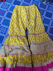 Yellow Floral Print Sharara Suit