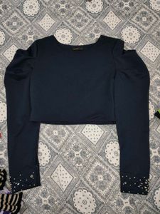 Cute Navy Blue Crop Top