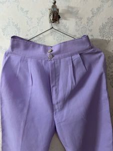 Lilac High-Waisted Pleated Pants