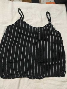 Chic Black & White Striped Cami Top