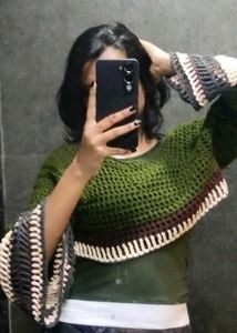 handmade Crochet Off-Shoulder Crop Top