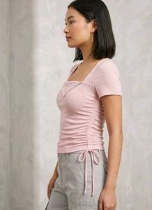 Trendy Pink 'Ruch &amp; Tie' Aesthetic Crop Top