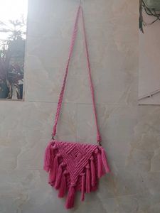 Handmade Pink Macrame Bag