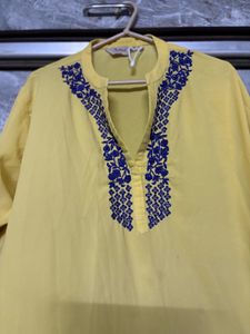 Vibrant Yellow Embroidered Kurta