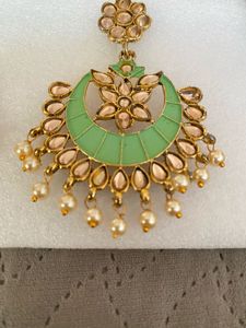 Elegant Mint Green Crescent Earrings