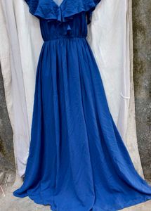 I. Elegant Blue Ruffled Maxi Dress