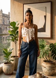 Chic White Bow Crop Top