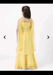 Girls Yellow Floral Print Lehenga Choli Set