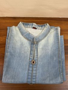 Light Wash Denim Tunic Kurta