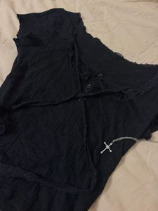 Gothic Lace Trimmed Black Top