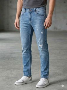 Men's Distressed Blue Denim Jeans