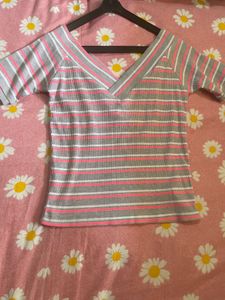 Striped V-Neck Top