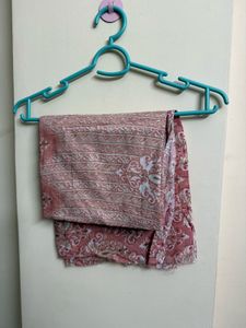 Pink Block Print Cotton Kurta set with dupatta