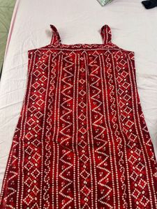 Red Bandhani Print Kurta