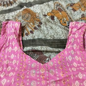 Pink Kurta with Floral Print