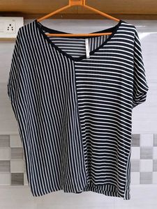 Striped V-Neck Tunic Top