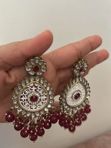 Exquisite Red Stone Jhumka Earrings