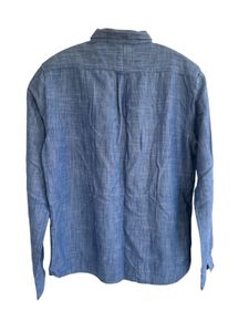 Men's Blue Long Sleeve Button-Up Shirt