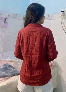 Stylish Red V-Neck Long Sleeve Top