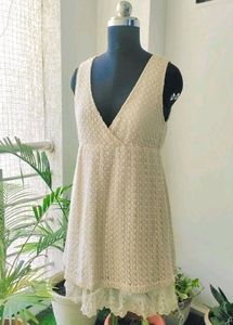 Korean Mesh White Dress