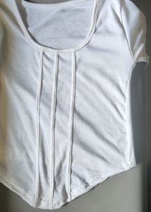 White Square Neck Long Sleeve Top